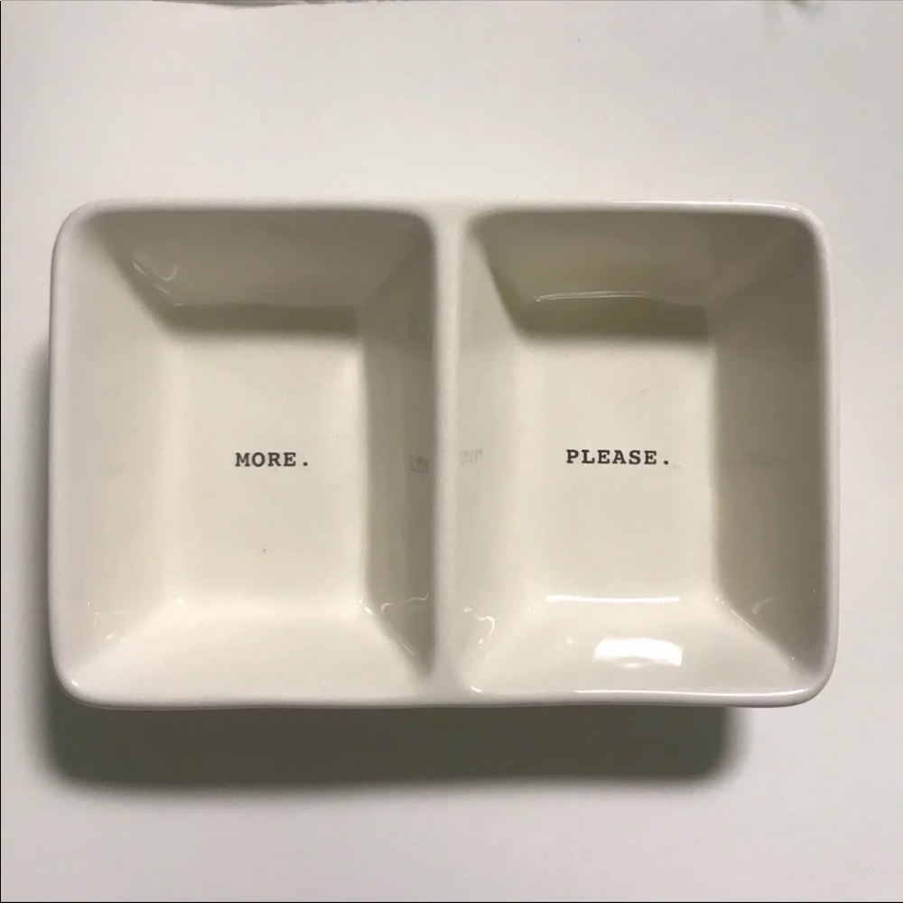 Rae Dunn NWT Divided Serving Dish More Please